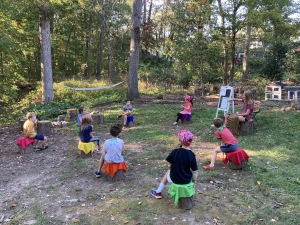 Children learning outdoors
